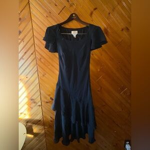 Black pure Silk dress by Talbots Sz 6. 90s
